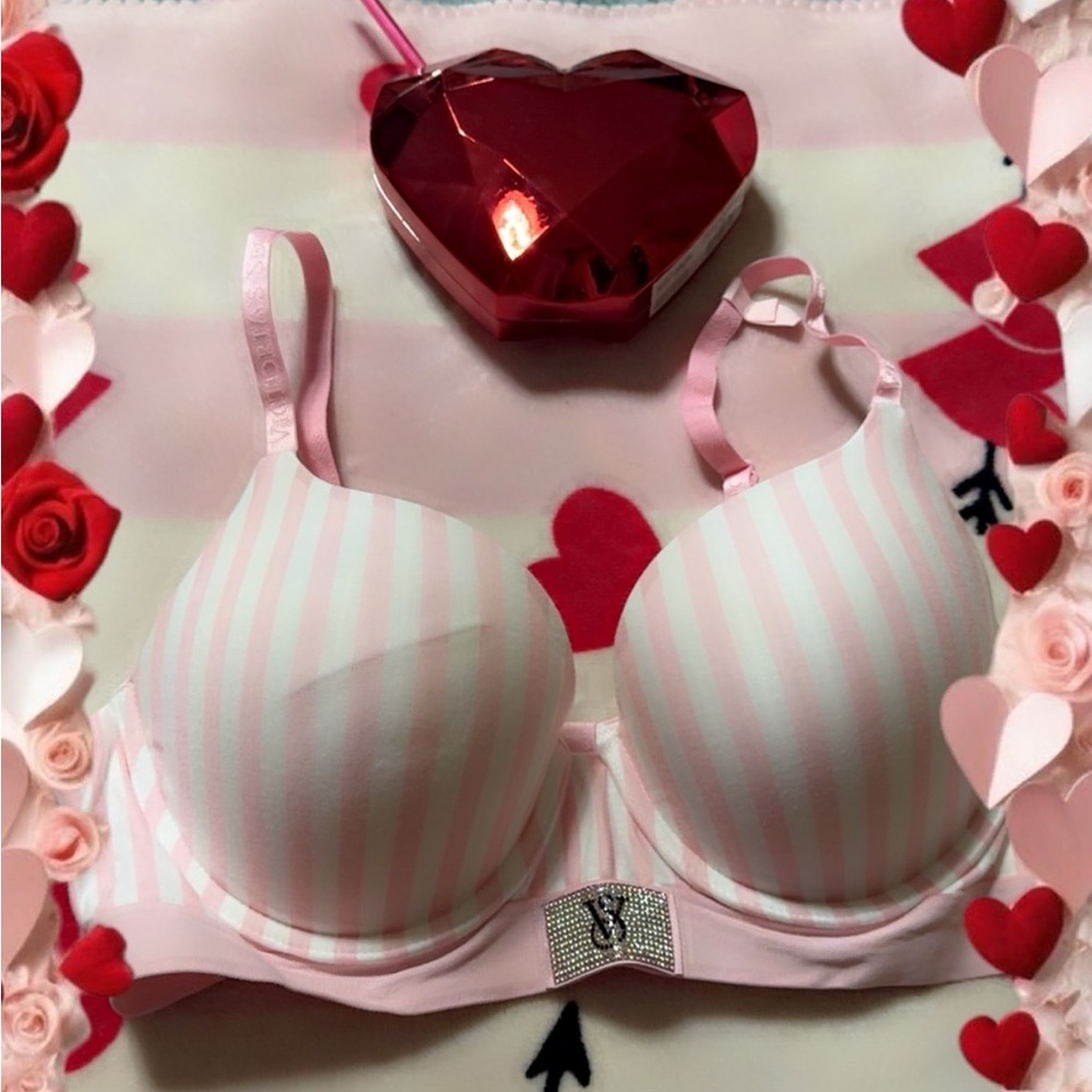 Victoria’s Secret Pink Striped Blink Logo Women's Bra